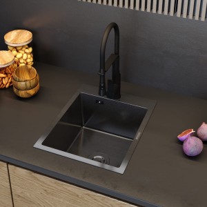 Zlewozmywak stalowy czarny jednokomorowy Bari 40