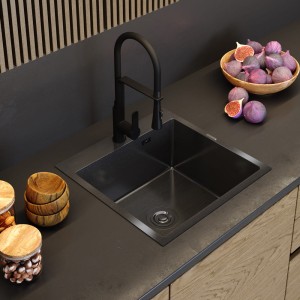 Zlewozmywak stalowy jednokomorowy czarny Bari50