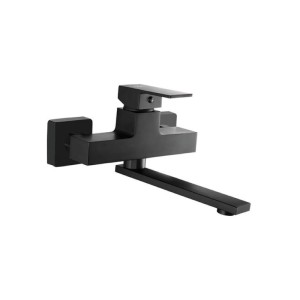 Bateria umywalkowa ścienna kran łazienkowy  ruchoma wylewka czarna LAVEO