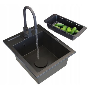 Zestaw - zlewozmywak granitowy Best - bateria kuchenna - koszyk - zaślepka 