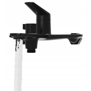 Bateria wannowo-natryskowa kran mosiężny ceramiczna głowica czarna - NOLA