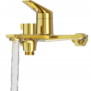 Bateria wannowo-natryskowa kran mosiężny ceramiczna głowica złota - NOLA
