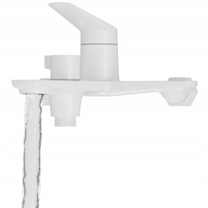 Bateria wannowo-natryskowa kran mosiężny ceramiczna głowica biała - NOLA