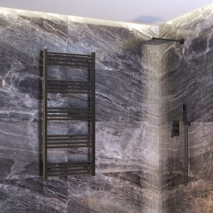 Grzejnik łazienkowy czarny drabinkowy 60 x 140 cm nowoczesny Breno