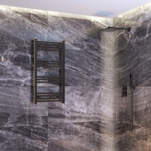 Grzejnik łazienkowy czarny drabinkowy 50 x 100 cm montaż 180 Breno